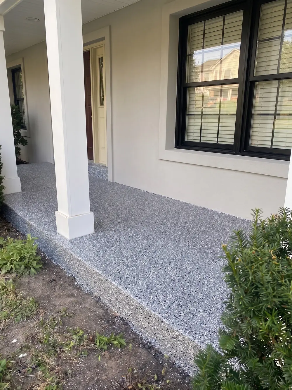Terrazzo veranda flooring Harare — completed exterior terrazzo walkway with clean edge detail on a residential property